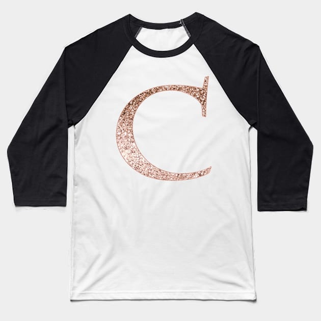 C rose gold glitter monogram letter Baseball T-Shirt by RoseAesthetic